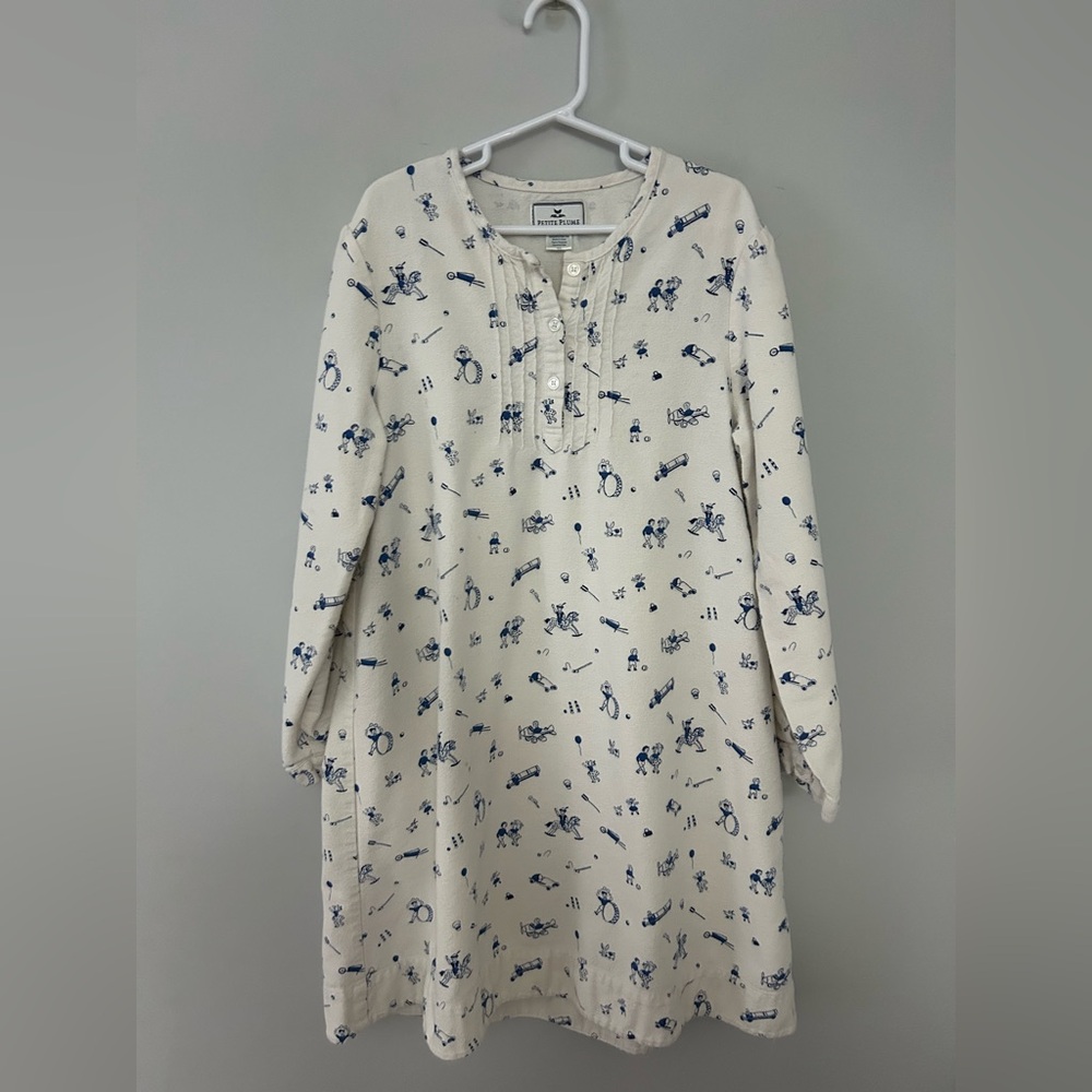 Petite Plume Girls White Blue Antique Toys‎ Print Nightgown